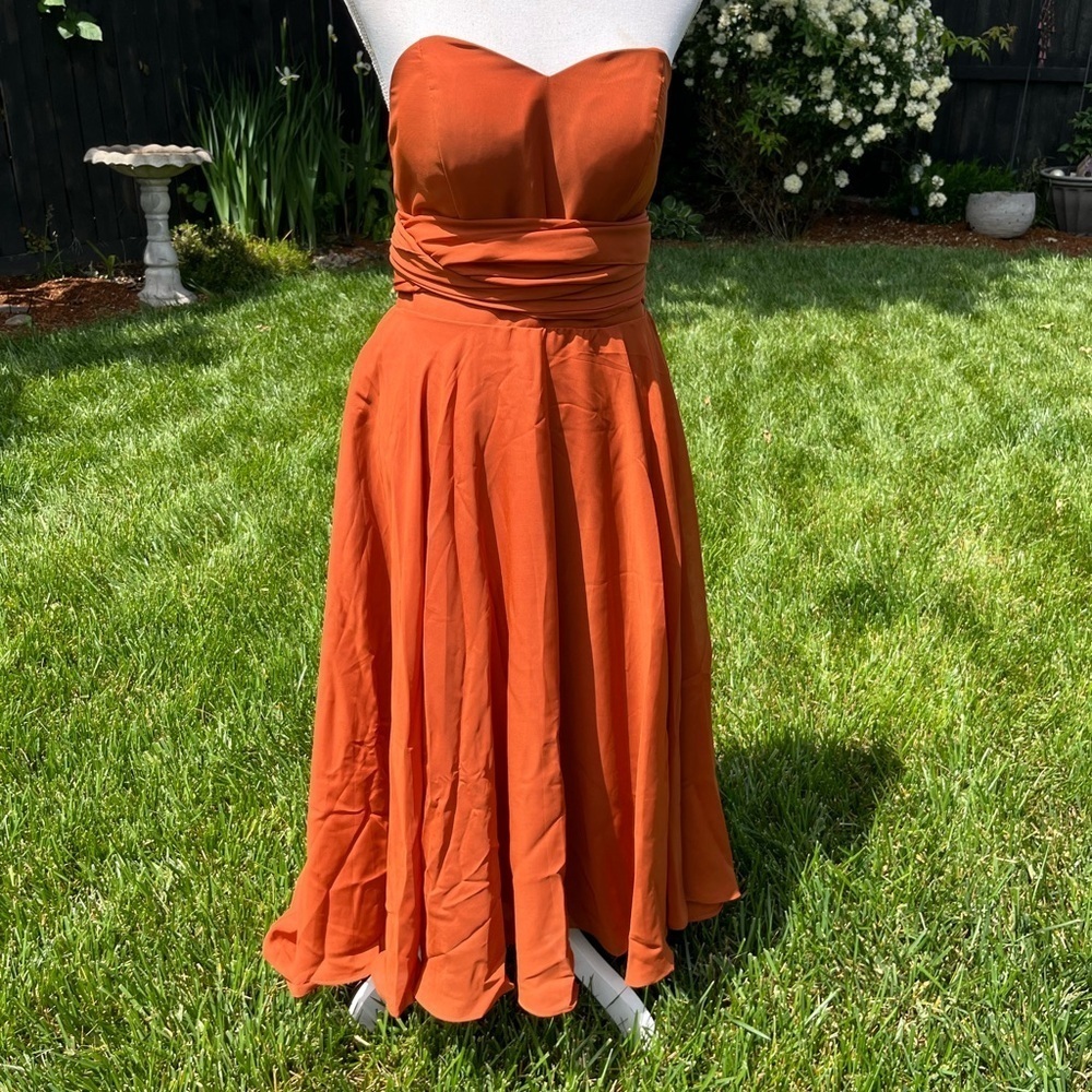 Rs Rust Strapless Hi-Low Formal Dress 8